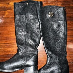 Tory Black Knee-High Leather Boots
